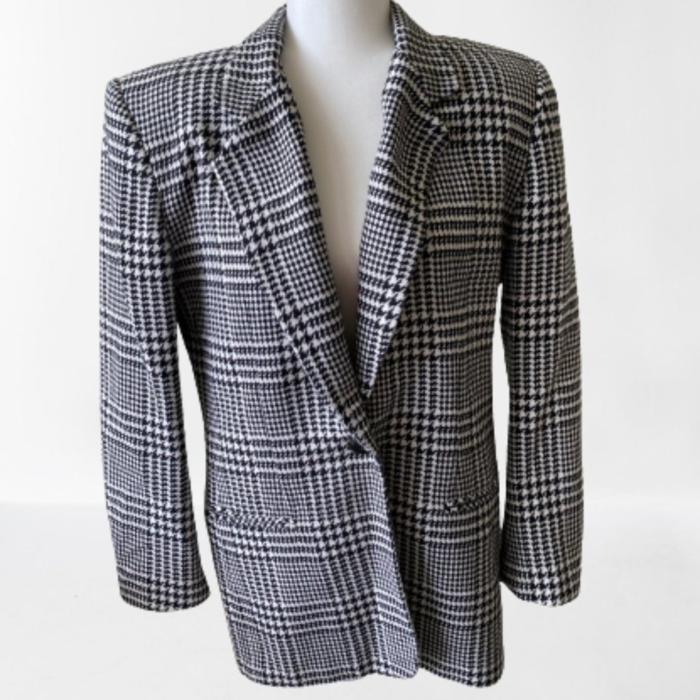 Vintage The Villager Houndstooth Tweed Coat Blazer 10